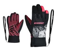 Ziener LANUS AS Gants de Ski pour Enfants | Imperméables, Respirants, Tendance, Primaloft imprimé Gris Mountain Rose Fluo, 3,5