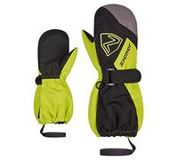 Ziener Laurus Moufles de Ski Unisexes pour bébé - Imperméables - Longue Manchette - Réfléchissantes - Noir/Citron Vert - 92 cm