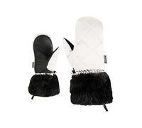 Ziener Lilione-Z Moufles de Ski pour Fille - Poignets en Fourrure synthétique - Coupe-Vent - Imperméables - Blanc - Taille 3,5