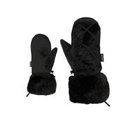 Ziener Lilione-Z Moufles de Ski pour Fille - Poignets en Fourrure synthétique - Coupe-Vent - Imperméables - Noir - Taille 4