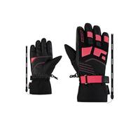 Ziener LUKIAN-Z Gants de Ski/Sports d'hiver pour Enfant - Imperméables - Thermique - Leash - Noir/Rose Violet - Taille 3,5
