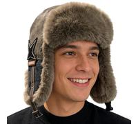 Ziennhu Bonnet Trapper d'hiver thermique coupe-vent avec doublure en peluche pour l'extérieur Protection du visage pour homme et femme pour le ski, la course, la randonnée, la chasse et le travail
