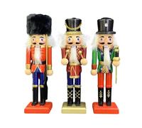 Ziennhu Casse-Noisette en Bois - Soldat Rouge 20CM - Trois Figurines en Boises Festives, Boîte À Fenêtre Rouges, Finition Soignée, Décoration Élégante Et | Parfait pour Fêtes, Vitrines