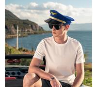 Ziennhu Chapeau de capitaine pilote de la compagnie aérienne, chapeau pilote de la Marine - Cosplay Cap,Captain ajusté Sailor Marine Admiral Caps pour accessoire de costumes d'Halloween