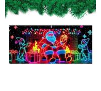 Ziennhu Couverture de Porte de Garage du Père Noël - Décoration de Noël Fluorescente UV 4 x 1,8 m | de Porte de Garage Festif | Accueil des propriétaires Invités Fêtes Réunions de Famille Vacances