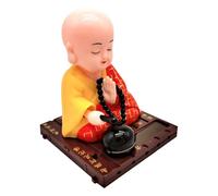 Ziennhu Décoration solaire pour voiture de moine avec tête agitée pour tableau de bord de bureau - Figurine de Bouddha avec tête - Sculpture de moine