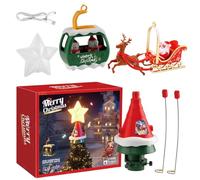 Ziennhu Décoration Sommet Sapin - LED Tournante Avec Musique | Père Noël Volant Traîneau Rennes | Étoile Électrique Noëls Jouet Cadeau Festif Lumière Ambiance Arbre Vacances Fête