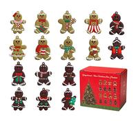 Ziennhu Décorations de Noël de Pan de - Ensemble d'ornements de 16 pièces | Poupées de Pain de PVC souple | Décorations pour l'arbre de biscuits suspendus, Ornements na