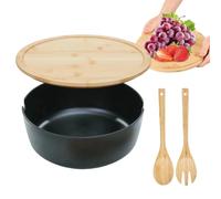 Ziennhu Grand bol de fruits en bambou - Bol à salade en bois de 28 cm | Grands bols à salade de légumes et de | Fruits en bois servant des bols pour les légumes