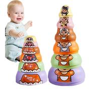 Ziennhu s gigognes Russes Animaux - Matriochka empilable Tour Tasse | Cadeau éducatif éducation de la Petite enfance matériau ABS Emballage en Carton 10-3 cm 7 pièces Jouets d'apprentissage Mont