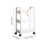 Ziennhu Slim Storage Trolley |Utility Rolling Cart with Handle, Hanging Cups & Dividers | Rack on Wheels for Kitchen, Bathroom, Office, Laundry | Slim Rollinng Organizer for Narrow Spaces, Black Grey