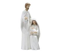 Ziennhu Statue Sainte Famille Catholique - Décoration Religieuse Résine Effet Bois Sculpté | Vierge Marie Enfant Jésus Feuilles Tombantes | Figurine Spirituelle Intérieure Maison Crèche Méditation