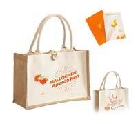ZIENZENGYA Aperol Sac cadeau, Aperol Spritz personnalisable, design Aperol, sac en toile de jute (imprimé des deux côtés avec carte de vœux), coffret cadeau pour petite amie et femme