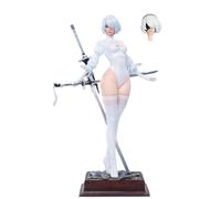 ZIERVIA Nier Automata 2B Yorha No.2 Type B - Modèle Portrait de 27 cm en PVC ABS, Disponible en Noir et Blanc, Robe/Combinaison, avec ou sans Masque. Objet de Collection Anime.(White,Battle Suit)