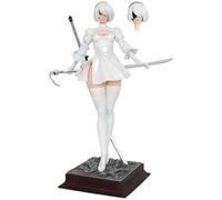 ZIERVIA Nier Automata 2B Yorha No.2 Type B - Modèle Portrait de 27 cm en PVC ABS, Disponible en Noir et Blanc, Robe/Combinaison, avec ou sans Masque. Objet de Collection Anime.(White,Dress)
