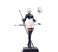 ZIERVIA Nier Automata 2B Yorha No.2 Type B - Modèle Portrait de 27 cm en PVC ABS, Disponible en Noir et Blanc, Robe/Combinaison, avec ou sans Masque. Objet de Collection Anime.(Black,Battle Suit)