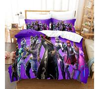 Zifarm Gaming Jeu Housse de Couette 1 Personnes 140x200 Enfant Gamer Fortnite Parure de Lit en Microfibre avec Taie d'oreiller Violet Ensemble de literie