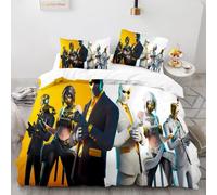 Zifarm Gaming Jeu Housse de Couette 1 Personnes 140x200 Enfant Gamer Fortnite Parure de Lit en Microfibre avec Taie d'oreiller Jaune, Blanc Ensemble de literie