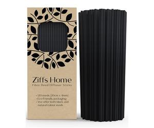 Ziffs Home Lot de 120 bâtonnets diffuseurs épais en fibre noire - 20 cm x 4 mm