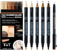 Zig Cartoonist Kurecolor Fine&brush Pastel Set De 5 Couleurs Avec Marqueurs Mangaka Noir 0,1 Mm, À Base D'alcool, Pour Artiste, Professionnel, Fabriqué Au Japon (Portrait)