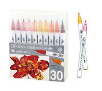 ZIG Clean Color Lot de 30 pinceaux à pointe flexible pour peinture, dessin, calligraphie et lettrage