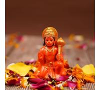 Zig Zag Hanuman Ji Idol en posture de bénédiction avec Gada - Seigneur assis Balaji Bajrangbali Sankat Mochan Bhagwan Idol pour temple, tableau de bord de voiture, décoration d'intérieur, statue