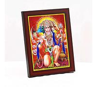 zig zag Lord Panchmukhi Hanuman Ji Cadre photo pour table murale Taille S (15,2 x 20,3 cm, verre acrylique)