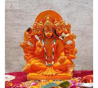 Zig Zag Lord Panchmukhi Hanuman ji Murti/Statue orange Sankat Mochan en polyrésine pour temple Pooja/décoration d'intérieur, voiture, bureau (taille - 15,2 cm)