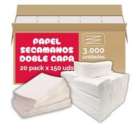 Zig Zag Lot de 3 000 serviettes en papier pliées double épaisseur jetables pour distributeur de serviettes