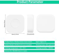 ZigBee 3.0 Smart Button Switch Mini Switch for DIY Home Automation Scene APP Remote Control Intelligent Light Switch Household Appliances Smart Control