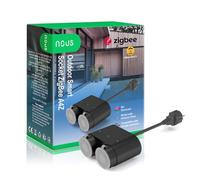 ZigBee Extérieure Double Prise Connectée Zigbee Étanche avec Minuterie NOUS A4Z, Compteur Electrique Consommation Connecteur électrique, IP44, Compatible Alexa, Google Home