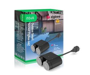 ZigBee Extérieure Double Prise Connectée Zigbee Étanche avec Minuterie NOUS A4Z, Compteur Electrique Consommation Connecteur électrique, IP44, Compatible Alexa, Google Home