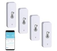 Zigbee Hygromètre thermomètre intelligent, mini capteur numérique de température interne et d'humidité, à température ambiante Capteur d'humidité télécommande,Compatible avec Alexa Google Home 4 Pack