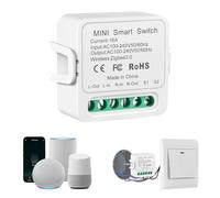 Zigbee Interrupteur Intelligent, 16A Mini passerelle Zigbee,Zigbee3.0 Smart Switch compatible avec Smart Life, Tuya app, Alexa, Google Home, NéCessite Un Fil Neutre,100-240v