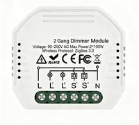 Zigbee Module variateur d'intensité intelligent 5,2 × 4,7 cm, pour application Tuya 2 voies sans fil compatible avec Alexa, compatible avec les boîtiers muraux standard de l'UE et du Royaume-Uni pour