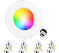 Zigbee Smart Downlight Kit RGBCW fonctionne avec Alexa, voix & APP télécommande, horaire & minuterie,Hub requis, 12W (4 Pakcs)