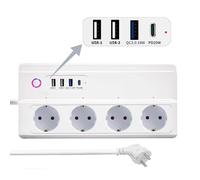 Zigbee Smart Power Strip Parasurtenseur Type C UseeLink 16A Zigbee 3.0 Multiprise Intelligente avec 4 Sorties AC indépendantes et 4 Ports USB, Multiprise Connectée Compatible with Alexa Google Home
