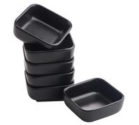 ZIGefofo Lot de 6 Bols à Sauce Carrés en Céramique - Petits Bols à Trempette Pour Sauce Soja, Barbecue, Glace, Dessert, Fruits, Collations, Sushis - Noir