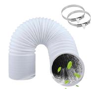 ZIGefofo Tuyau d'évacuation 125 mm Longueur 6 m Blanc Gaine Ventilation en Aluminium Tuyau D'évacuation D'air avec 2 Colliers de Serrage en Acier pour Climatisation Déshumidificateur Extracteur