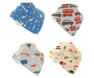 Ziggle bébé bandana bib dribble super premium absorbent dribble bibs les poppers réglables (4 pack gift set) (zoom!)