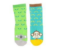 Ziggle doux bébé chaussettes 2 paires, rester, poignées anti-glissement, kimmi koala et le singe marley (6-12 mois)