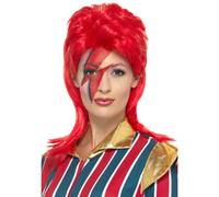 Ziggy Stardust Perruque David Bowie Rouge Mulet Pop Star Adultes Célébrité Robe