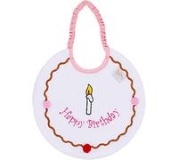 Zigozago - Bavoir pour bébé fait à la main en forme de Happy Birthday - Bon Anniversaire; Bavoir avec élastique ; Taille: Unique; Couleur: Rose