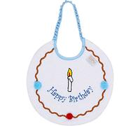 Zigozago - Bavoir pour bébé fait à la main en forme de Happy Birthday - Bon Anniversaire; Bavoir avec élastique ; Taille: Unique; Couleur: Bleu
