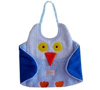 Zigozago - Bavoir pour bébé fait à la main en forme de Hibou; Bavoir avec élastique ; Taille: Unique; Couleur: Bleu