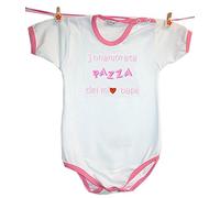 Zigozago - Body avec inscription en italien « Innamorato pazzo del papa » - Rose - 50-56 cm