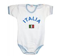 Zigozago - Body Bèbè à Manches Courtes pour bébé avec Broderie Italie Taille: 0-1 Mois - Couleur: Bleu - 100% Coton