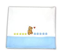 Zigozago - Ensemble set complet 3 pieces parure de petit lit literie pour bébé - Drap de berceau en piquet de coton fait main avec broderie Petit Ours- Couleur: Jaune