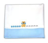 Zigozago - Ensemble set complet 3 pieces parure de petit lit literie pour bébé - Drap de coton piqué fait main pour lit de bébé avec broderie CHAT- Couleur: rose