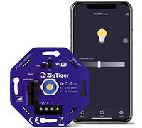 Zigtiger Variateur d'intensité LED Wifi universel WiFi rotatif encastré Convient pour LED à intensité variable et halogène 5-250 W Sans griffes de serrage Panneau blanc